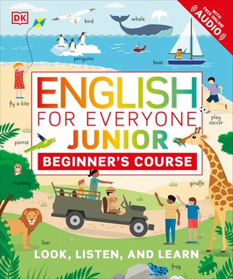 Paperback of English for Everyone Junior: Beginner's Course by DK Publishing, showing colorful cover with educational graphics.
