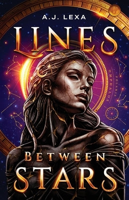 Paperback of Lines Between Stars by A.J. Lexa showing the book cover with a starry night design and title text.