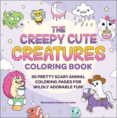 Paperback coloring book featuring 30 cute and spooky animal illustrations from The Creepy Cute Creatures by Adams Media.