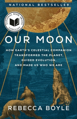 Paperback book titled "Our Moon" by Random House Trade, featuring a cover with an illustration of Earth's moon and celestial themes.