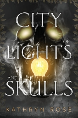 Paperback book titled "City of Lights and Skulls" by Chateau Boho Books LLC, featuring cover art with cityscape and skull illustrations.