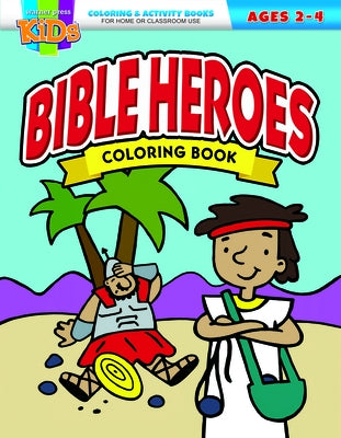 Paperback Bible Heroes Coloring Book by Warner Press featuring illustrated pages of biblical characters for children.