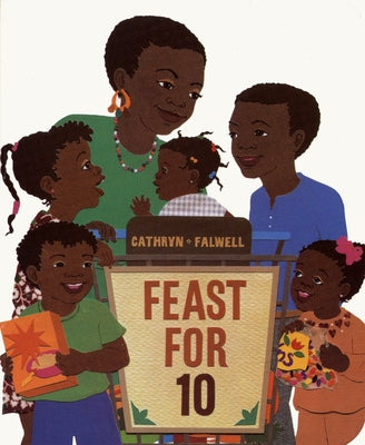 Colorful Clarion Books Feast for 10 board book with illustrations of a festive meal for children.