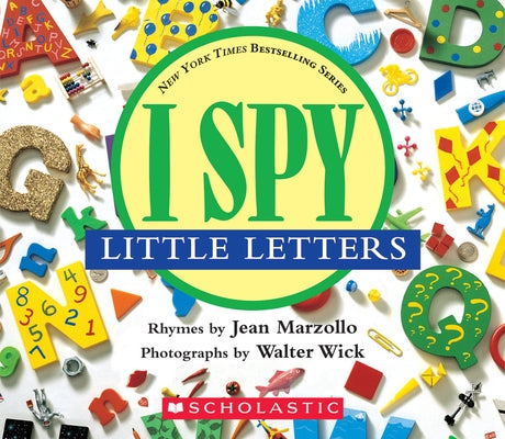 Colorful I Spy Little Letters board book by Cartwheel Books featuring alphabet-themed illustrations for young children.