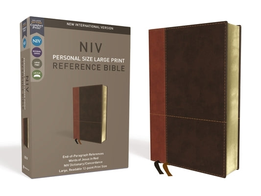 Zondervan Personal Size Reference Bible in imitation leather, large print, brown, red letter edition with comfort print.