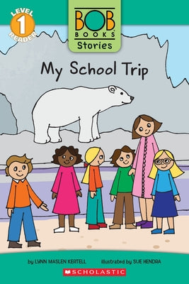Paperback of "My School Trip" from Bob Books Stories by Scholastic Inc., featuring colorful cover art and storytelling scenes.