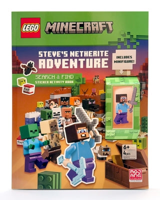Paperback of Steve's Netherite Adventure Lego Minecraft book by Random House, featuring colorful Minecraft-themed cover art.