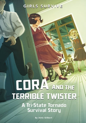 Paperback copy of "Cora and the Terrible Twister" by Stone Arch Books, featuring a tornado on the cover.