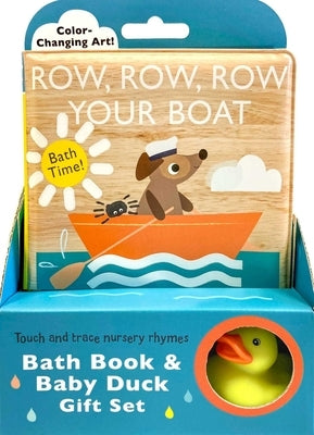 Touch and Trace Nursery Rhymes bath book and baby duck gift set by Silver Dolphin Books, featuring colorful illustrations and interactive pages.