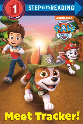 Meet Tracker paperback book from Paw Patrol series by Random House Books for Young Readers, featuring colorful cover art with Tracker.