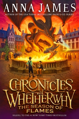 Paperback copy of Chronicles of Whetherwhy: The Season of Flames by Flamingo Books, featuring a colorful fantasy cover.