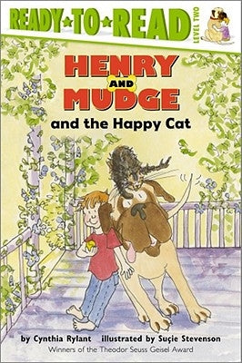 Paperback of "Henry and Mudge and the Happy Cat" by Simon Spotlight, featuring colorful cover illustration with a cat and children.