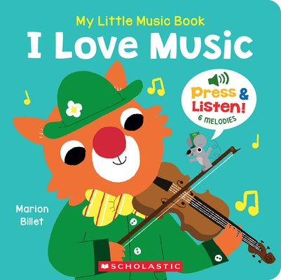 My Little Music Book: I Love Music paperback by Cartwheel Books, featuring colorful illustrations of musical notes and instruments.