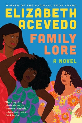 Paperback copy of "Family Lore" by Ecco Press, featuring the book cover with literary artwork and title text.