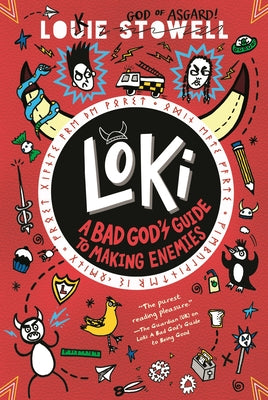 Paperback book titled "Loki: A Bad God's Guide to Making Enemies" by Walker Books US, featuring dark, mythological-themed cover art.