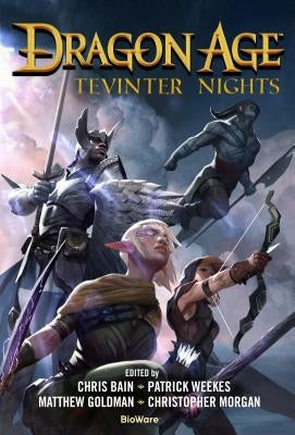 Paperback copy of Dragon Age: Tevinter Nights by Tor Books featuring a detailed cover illustration.