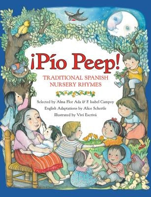 Paperback of Pio Peep! Traditional Spanish Nursery Rhymes bilingual English-Spanish by HarperCollins Espanol, featuring colorful cover art.