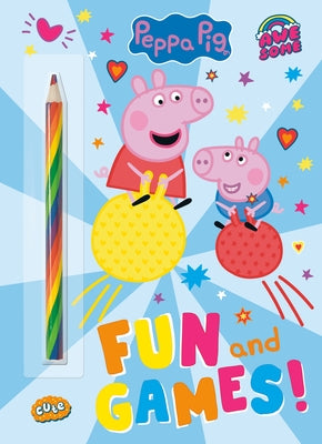 Peppa Pig Fun and Games! paperback book by Golden Books featuring colorful illustrations of Peppa and her friends.