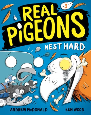 Paperback copy of "Real Pigeons Nest Hard" by Yearling Books, featuring colorful cover art with pigeons and nesting scene.