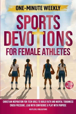 Paperback book titled "One-Minute Weekly Sports Devotions for Female Athletes" with sports-themed cover featuring teen girls.