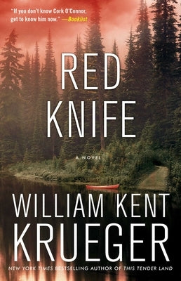Red paperback knife book by Atria Books featuring a vivid red cover and knife illustration.