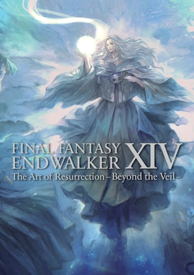 Paperback art book for Final Fantasy XIV: Endwalker—The Art of Resurrection: Beyond the Veil, featuring cover artwork and inside pages.