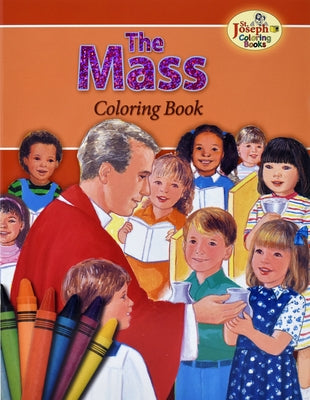 The Mass Coloring Book paperback by Catholic Book Publishing featuring religious images and illustrations for coloring.