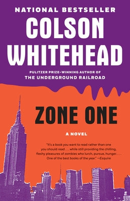 Paperback of Zone One by Knopf Doubleday Publishing Group, showing the book cover with title and author details.