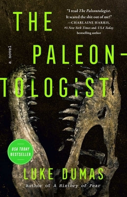 Paperback book titled "The Paleontologist" by Atria Books with a detailed cover illustration of a paleontologist at work.