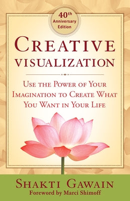 Paperback book titled "Creative Visualization" by New World Library, featuring a colorful cover with inspiring imagery.