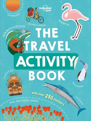 Lonely Planet Kids travel activity book in paperback with colorful illustrations and travel-themed activities for children.