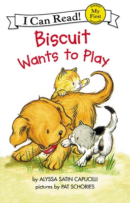 Paperback "Biscuit Wants to Play" by HarperCollins, featuring a colorful cover with Biscuit the dog in a playful pose.