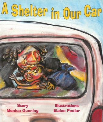 Cover of "A Shelter in Our Car" paperback by Children's Book Press, showing a colorful illustration of a family in a car.