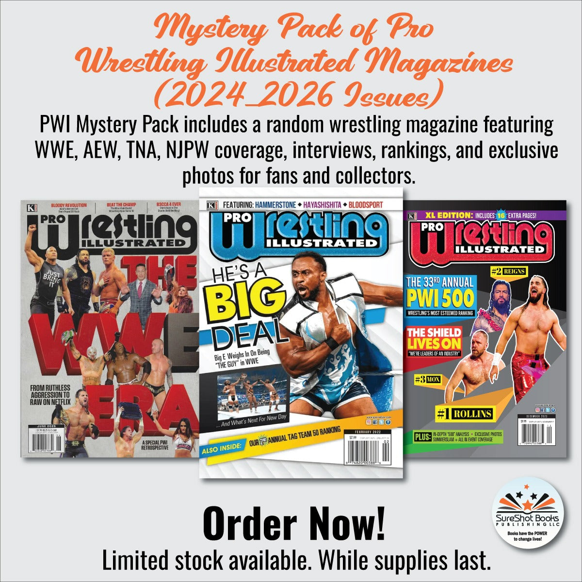 Mystery Pack of Pro Wrestling Illustrated Magazines 2024-2026 Issues