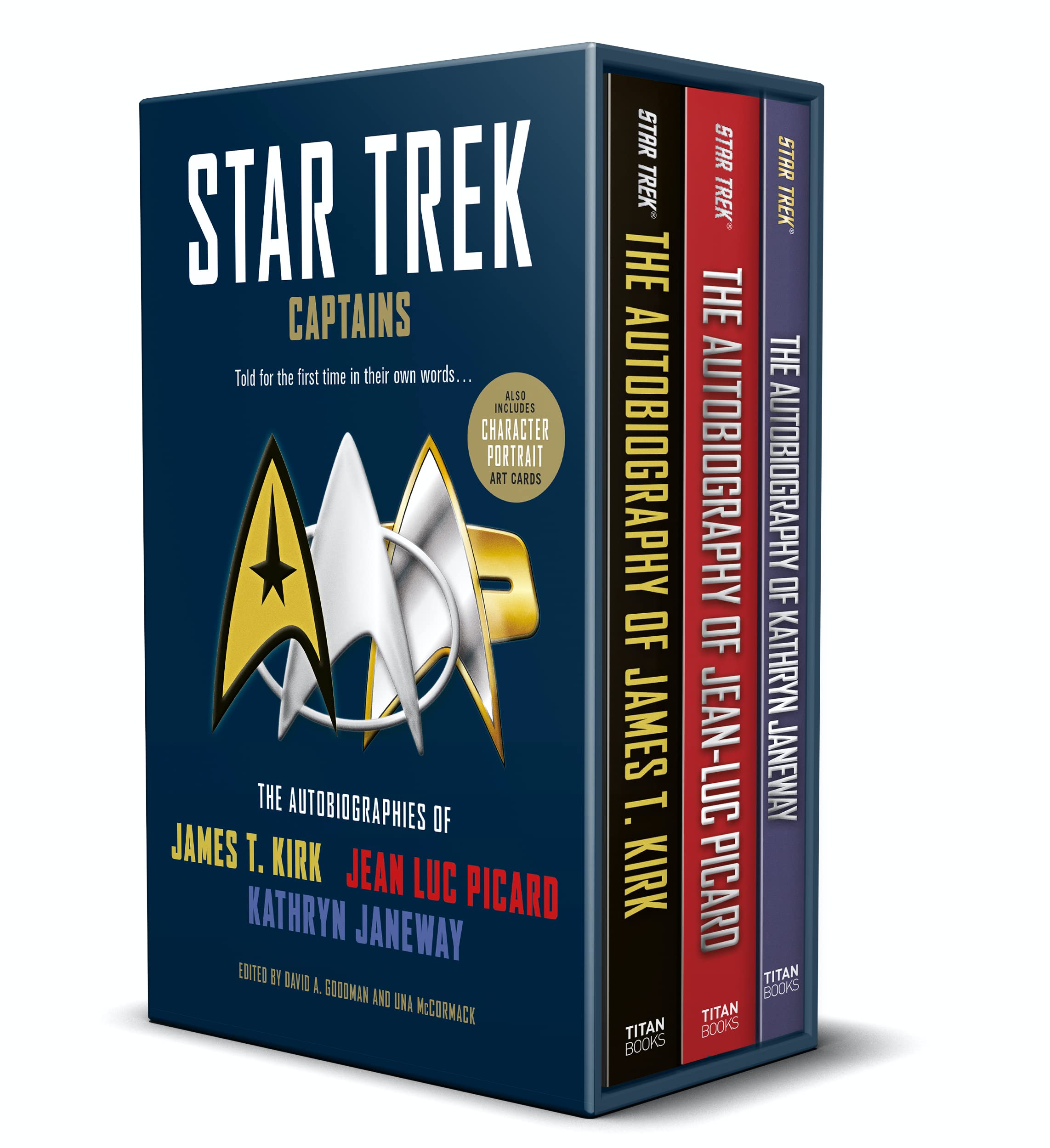 Star Trek Captains - The Autobiographies Boxed Set with Slipcase and Character Portrait Art of Kirk, Picard and Janeway Autobiographies - SureShot Books