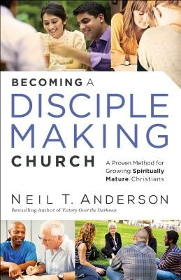 Paperback book titled "Becoming a Disciple-Making Church" by Bethany House Publishers, featuring a cover with a church illustration.