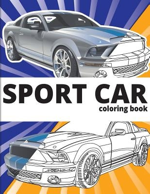 Coloring book cover featuring sporty cars for kids, with illustrations of race cars and vibrant designs for preschoolers and children.