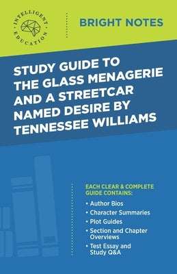 Dexterity paperback study guide for The Glass Menagerie and A Streetcar Named Desire by Tennessee Williams, featuring text and cover design.