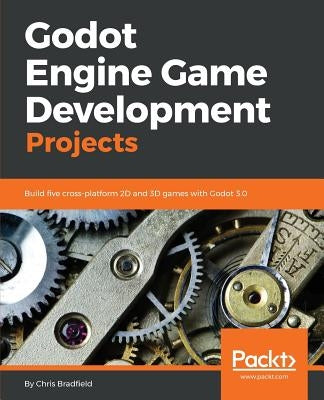 Paperback book titled "Godot Engine Game Development Projects" by Packt Publishing, showing the cover with game design graphics.