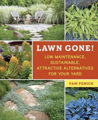 Paperback book titled "Lawn Gone!" by Ten Speed Press, featuring a green yard with sustainable landscaping ideas on the cover.