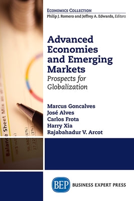 Paperback book titled "Advanced Economies and Emerging Markets" by Business Expert Press, featuring a plain cover with text.
