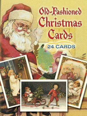 Set of 24 Old-Fashioned Christmas Cards in a Dover Publications paperback, featuring vintage holiday illustrations.