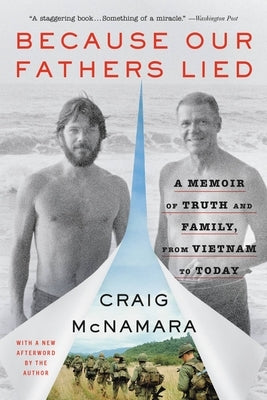 Paperback of "Because Our Fathers Lied" memoir by Back Bay Books, showing the book cover with title and author text.