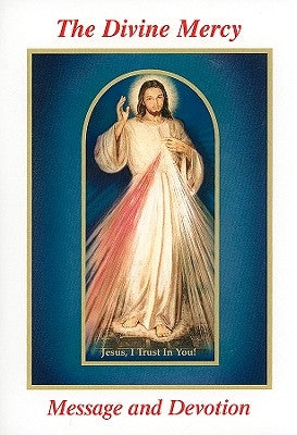 Paperback book titled "The Divine Mercy Message and Devotion" by Marian Press, featuring prayers from St. Maria Faustina Kowalska's diary.