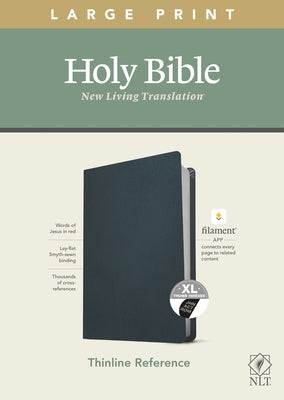 NLT Large Print Thinline Reference Bible, Filament Enabled Edition (Red Letter, Genuine Leather, Blue, Indexed) by Tyndale