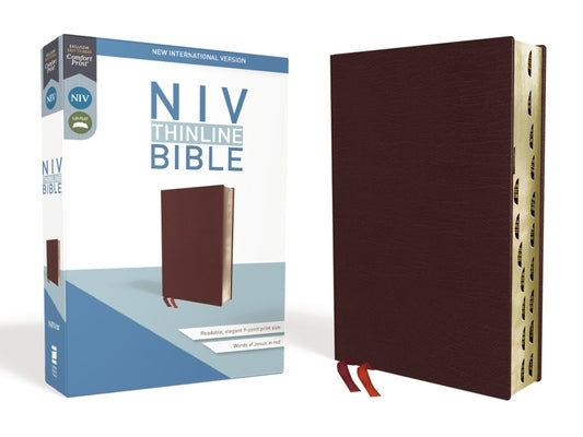 NIV, Thinline Bible, Bonded Leather, Burgundy, Indexed, Red Letter Edition by Zondervan