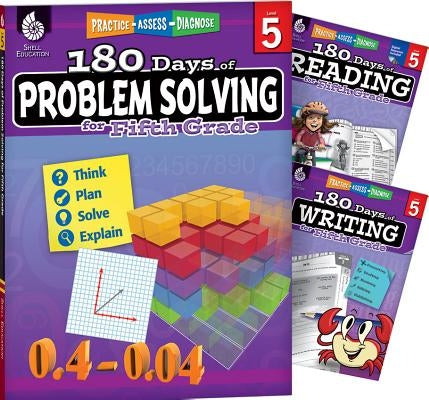180 Days 3 Book Bundle - Reading, Writing & Problem Solving Grade 5 by Teacher Created Materials