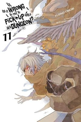 Paperback light novel "Is It Wrong to Try to Pick Up Girls in a Dungeon? Vol. 11" by Yen On, featuring colorful cover art with characters.