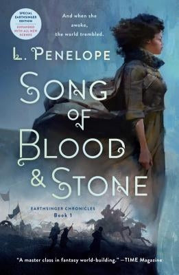 Paperback copy of Song of Blood & Stone from Earthsinger Chronicles by St. Martin's Griffin, featuring the book cover with title and artwork.