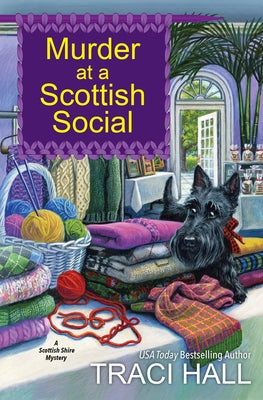 Paperback of Murder at a Scottish Social book by Kensington Publishing Corporation featuring a Scottish village scene on the cover.